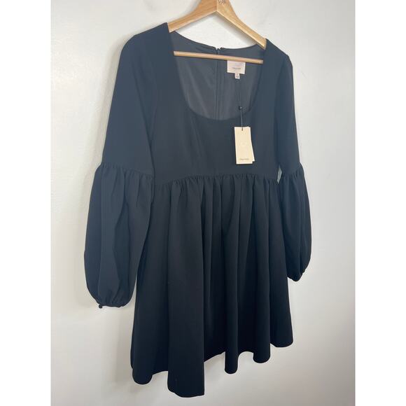 NWT Cinq A Sept Dorina Balloon Long Sleeve Fit & Flare Black Mini Dress Size: 0 - Picture 5 of 12